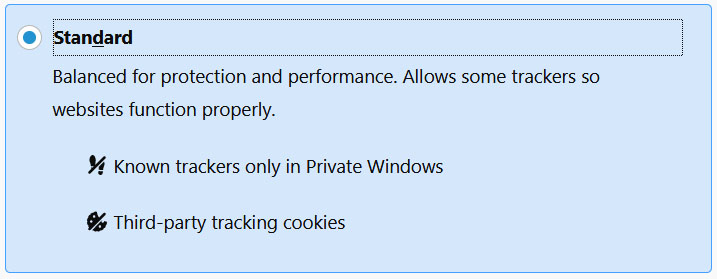 Firefox Standard Security Settings